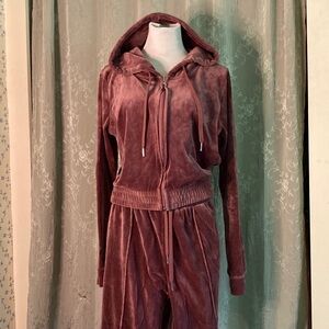 Revamped Plush Velour Jogger Set in Rich Burgundy